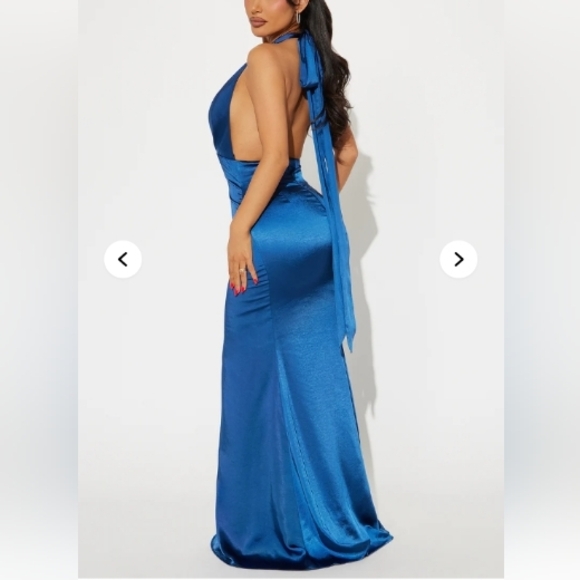 Navy/Sapphire Halter Backless Dress - Picture 3 of 6